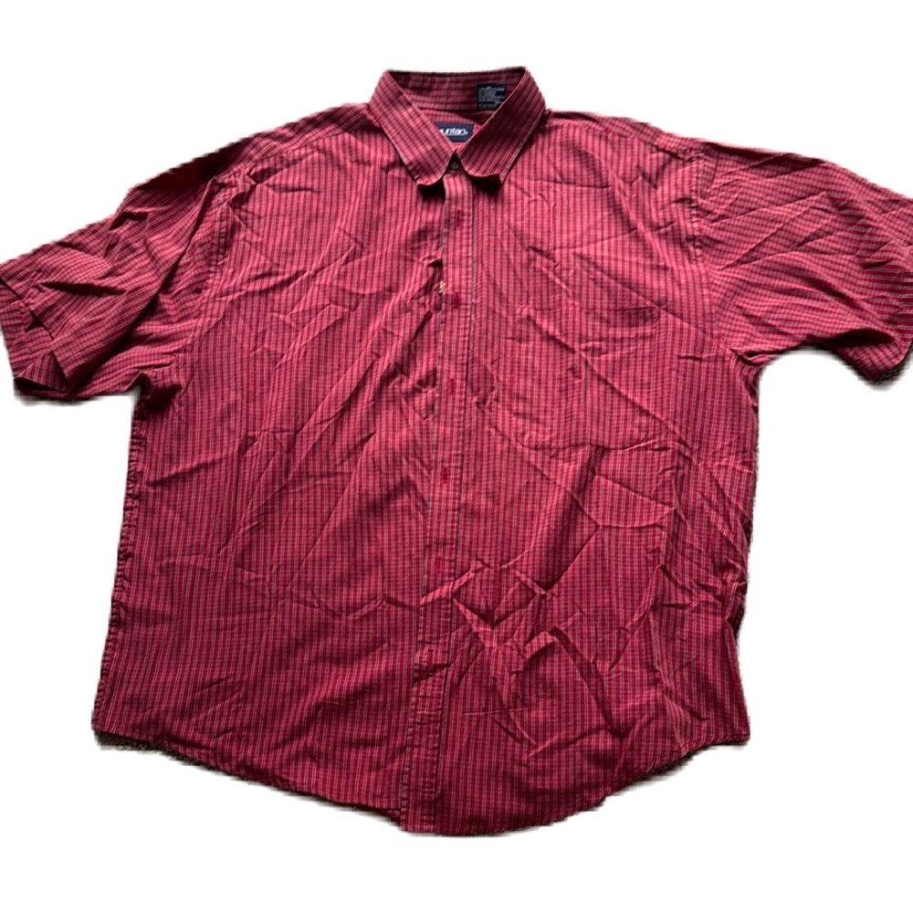 Puritan Red Casual Button Down Shirt with Subtle Stripes Men's Size XL EUC